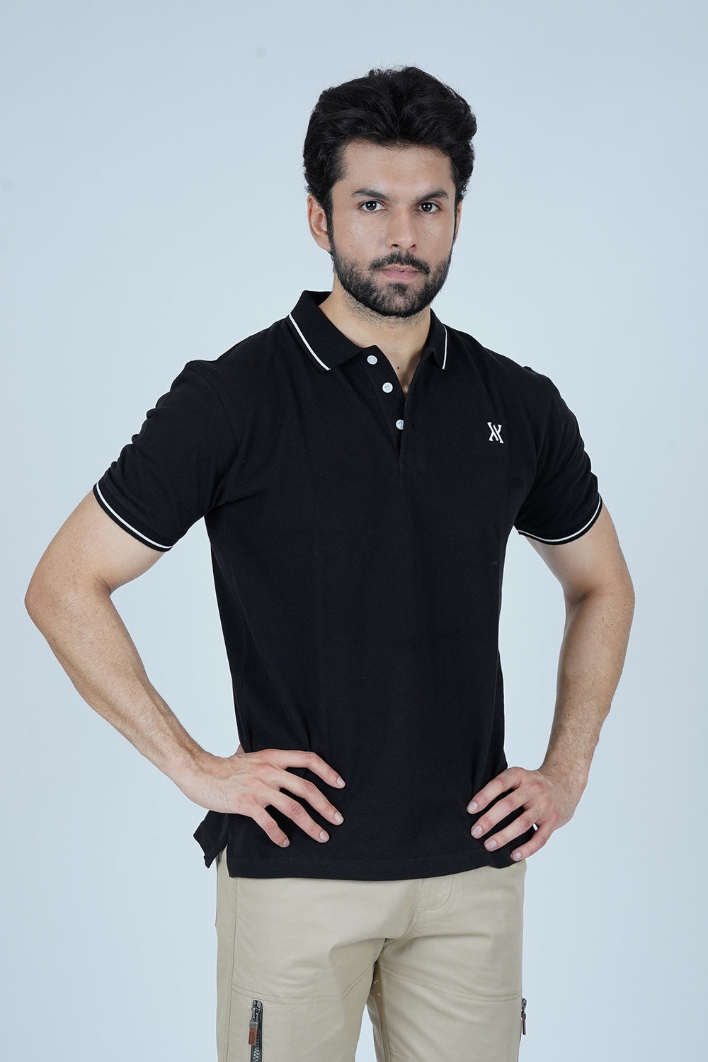- Tipped Men Polo Shirt - Black - Xea Clothing