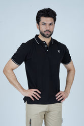 -  Tipped Men Polo Shirt - Black - Xea Clothing