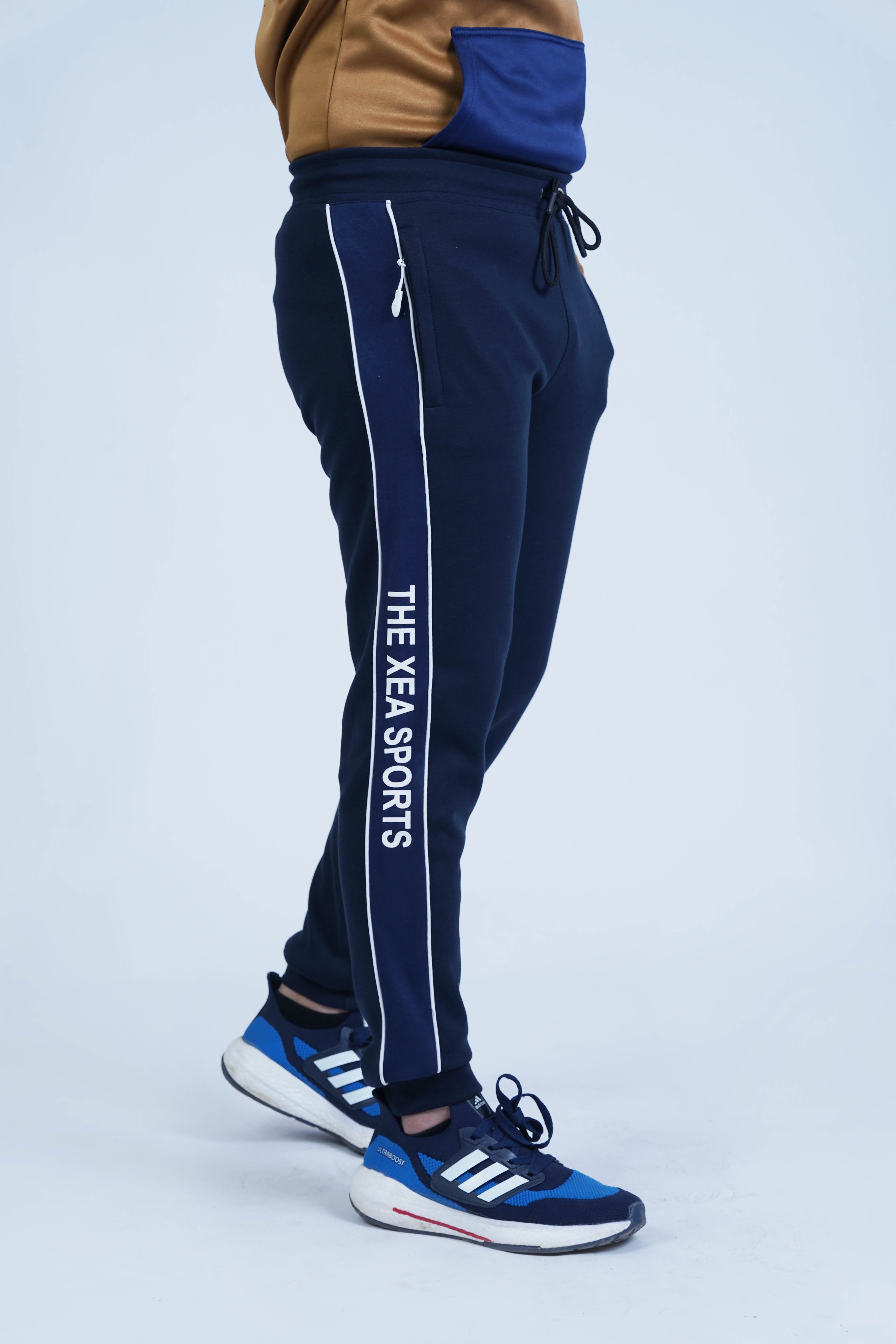 Premium Quality: Solid Blue Men Sports Trouser by The Xe - Solid Blue Jogger pants - Xea Clothing