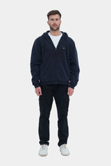 Xea navy hoodie for men is the perfect combination of warmth and style. Whether you choose to zip it up or leave it open, you'll make a statement with this versatile piece. - Navy Zip Up Hoodie - Xea Clothing