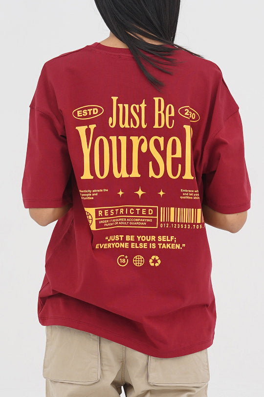 Comfortable Drop Shoulder Oversized T-Shirt – Just Be Yourself Quote by XEA Clothing