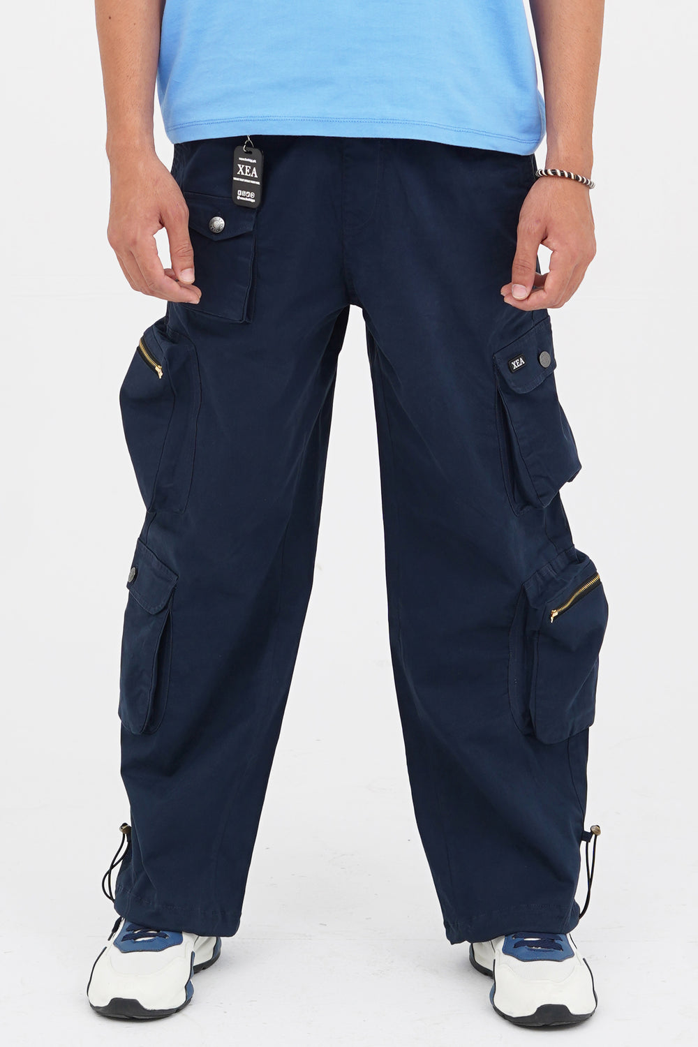 xea clothing, unisex, oversized, streetwear, loose bottom, baggy, loose fit, cargo, pants, trousers buy online in Pakistan. - Streetwear Cargo Pants / Blue - Xea Clothing
