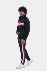 Stay stylish and warm this winter with our Men's Fitness Tracksuit in Black. Designed for top performance, this tracksuit features breathable fabric and striking red and white accents. Perfect for any workout, its flexible fit and bold design will keep you active and fashionable. - Men's Winter Fitness Tracksuit - Xea Clothing