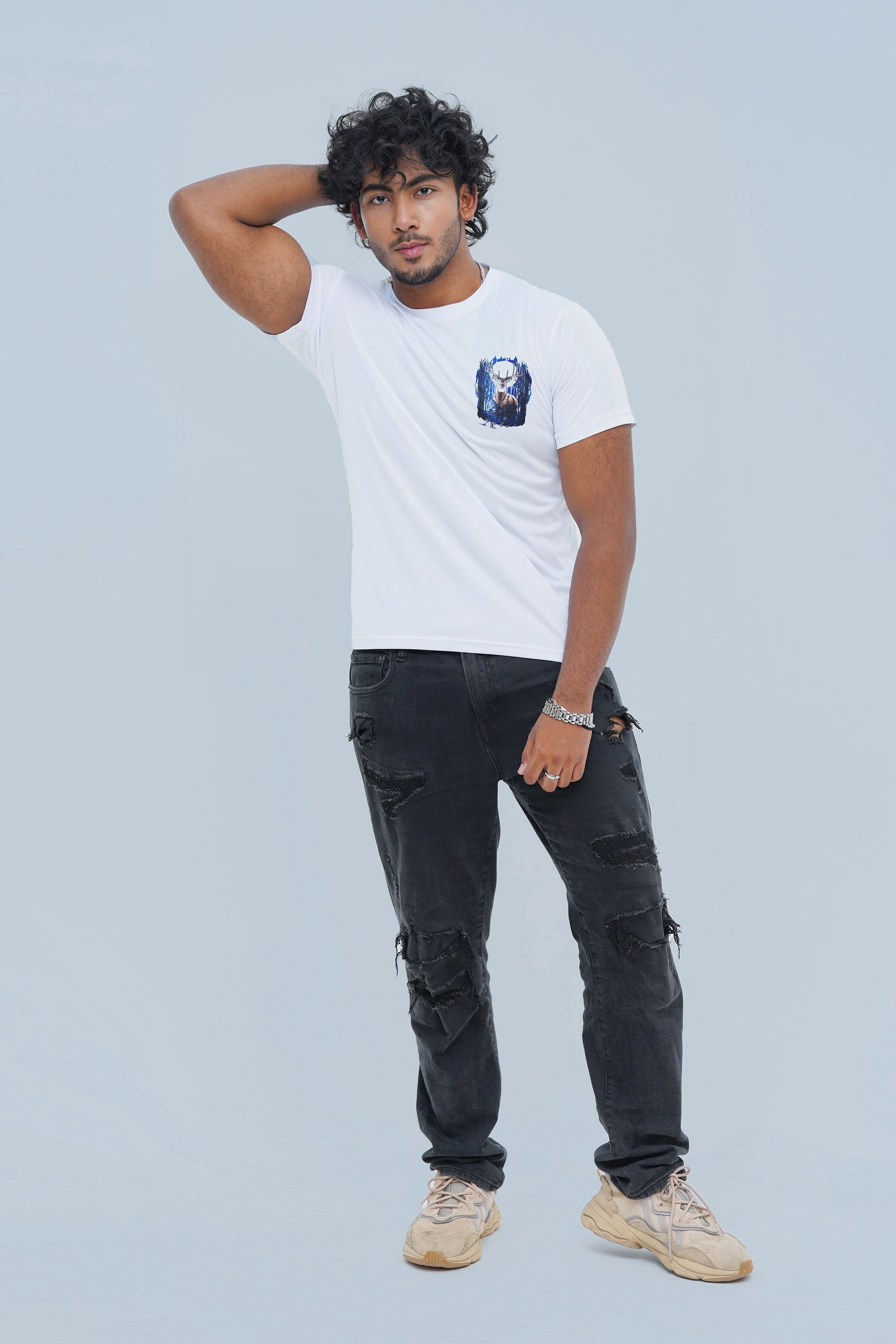 Explore nature with Xea Swamp Deer White T-Shirt. Features a beautiful 3D print of swamp deer on white canvas. Ideal for outdoor activities or casual wear. - Swamp Deer White T-Shirt - Xea Clothing