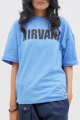 Unisex Sky Blue Oversized T-Shirt – Rockstar Graphic Print Casual Streetwear