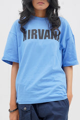 Unisex Sky Blue Oversized T-Shirt – Rockstar Graphic Print Casual Streetwear