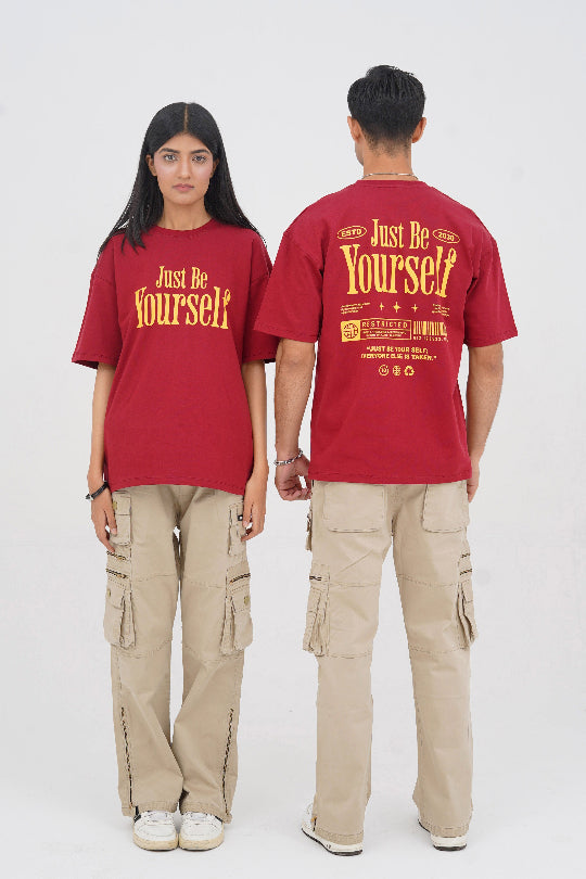 Comfortable Drop Shoulder Oversized T-Shirt – Just Be Yourself Quote by XEA Clothing