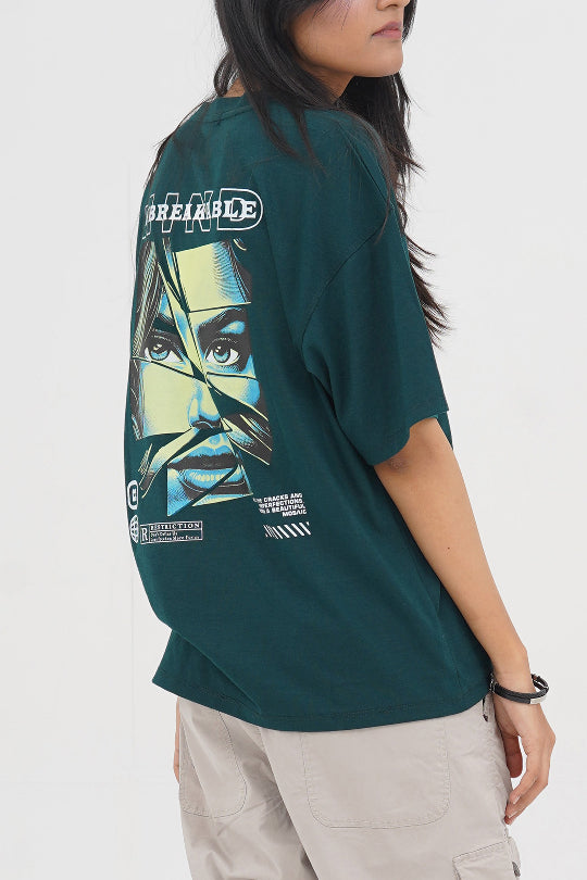 Unisex Urban Streetwear Oversized Tee – Relaxed Fit Drop Shoulder Green T-Shirt