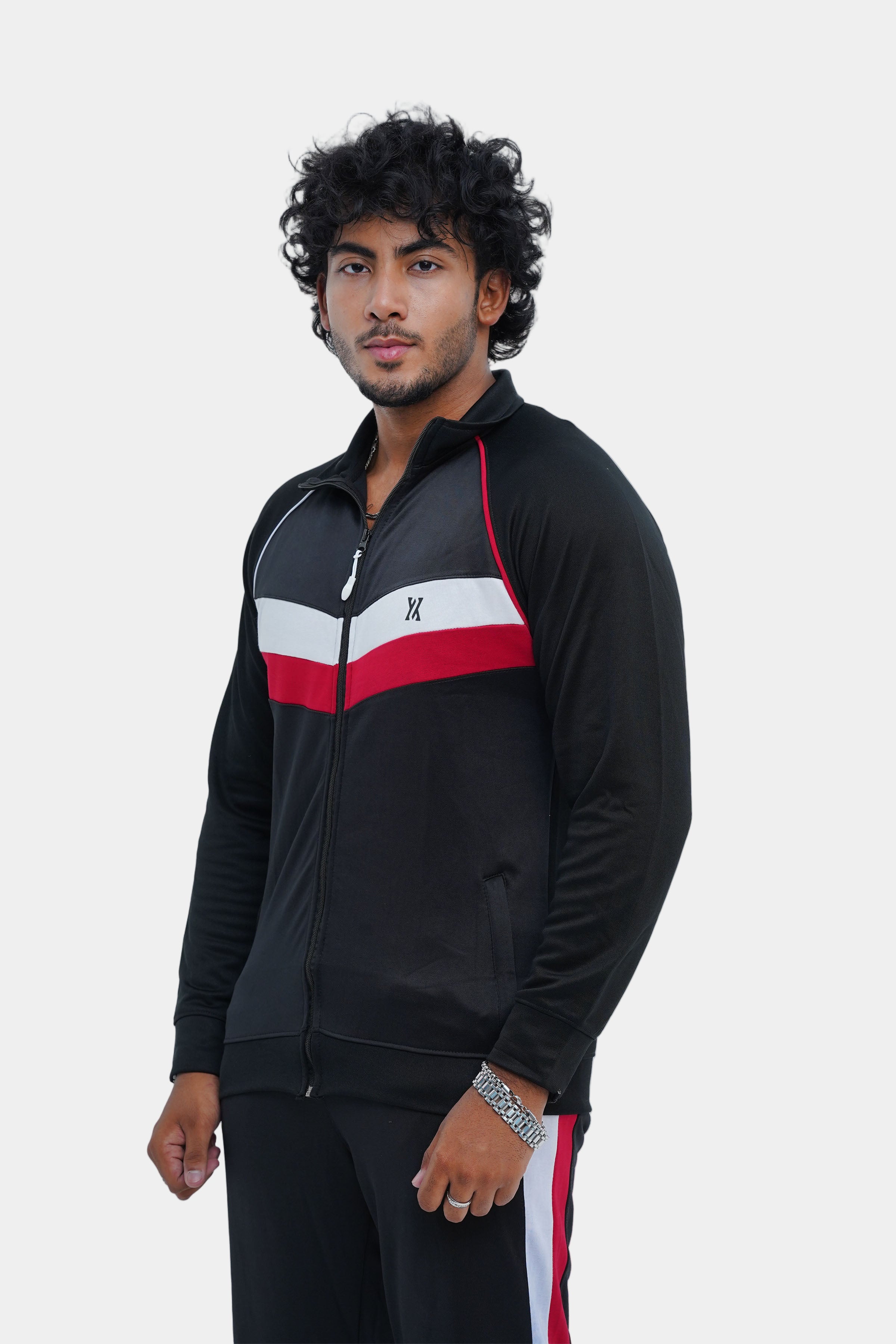 Stay stylish and warm this winter with our Men's Fitness Tracksuit in Black. Designed for top performance, this tracksuit features breathable fabric and striking red and white accents. Perfect for any workout, its flexible fit and bold design will keep you active and fashionable. - Men's Winter Fitness Tracksuit - Xea Clothing