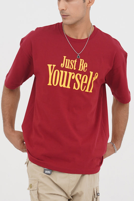 Comfortable Drop Shoulder Oversized T-Shirt – Just Be Yourself Quote by XEA Clothing