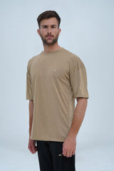 Essential army brown drop shoulder T-shirt for men – oversized fit, premium cotton, and a rugged yet stylish look. - Army Brown Oversized T-Shirt - Xea Clothing