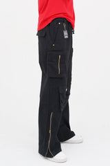 Durable cotton-blend black cargo pants with zipper pockets Pakistan
