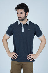 -  Men Contrast Trim Polo Shirt - Charcoal - Xea Clothing
