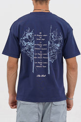 XEA Clothing Oversized T-Shirt – Navy Blue Drop Shoulder Tee with Los Angeles Lakers Print