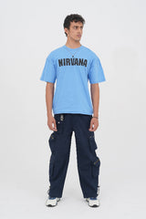 Unisex Sky Blue Oversized T-Shirt – Rockstar Graphic Print Casual Streetwear