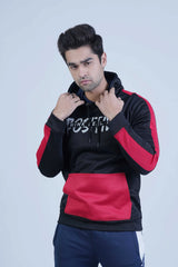 The Xea Men's Clothing Positive Black Red Men Hoodie -  Color Block Pullover Hoodie - Xea Clothing -  Color Block Pullover Hoodie - Xea Clothing