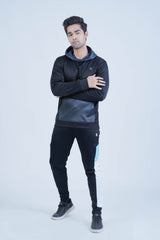 Casual Black Hoodie with a Relaxed Feel -  Men's Hoodie Black and Grey - Xea Clothing