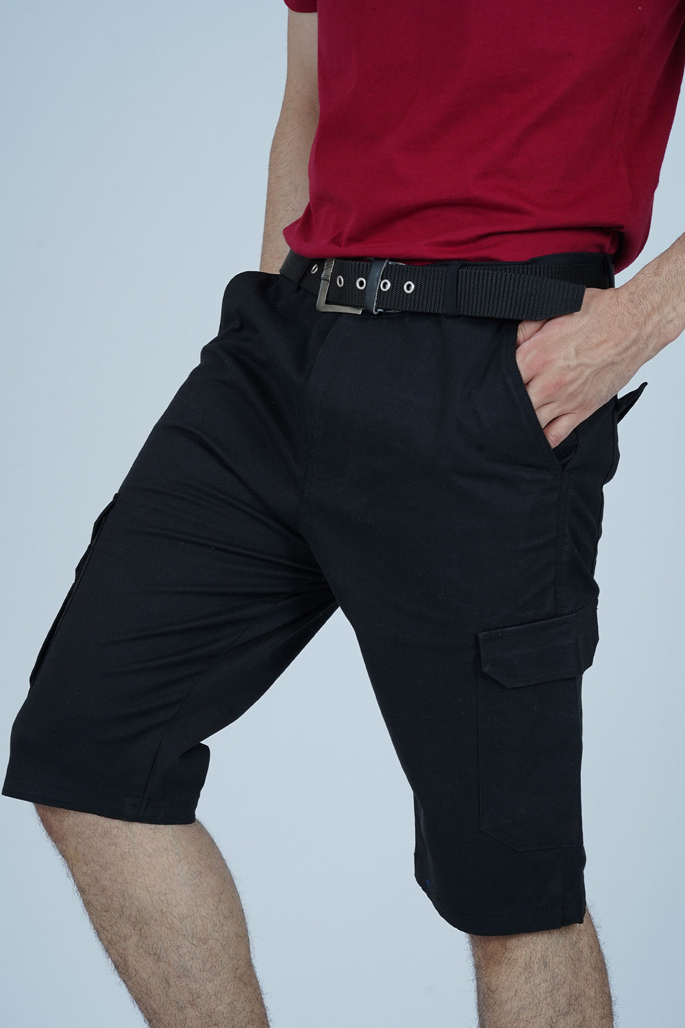 Prepare for warm weather with Xea Black Ripstop cargo shorts for men. Features spacious cargo pockets, an action gusset, and secure concealed snaps.