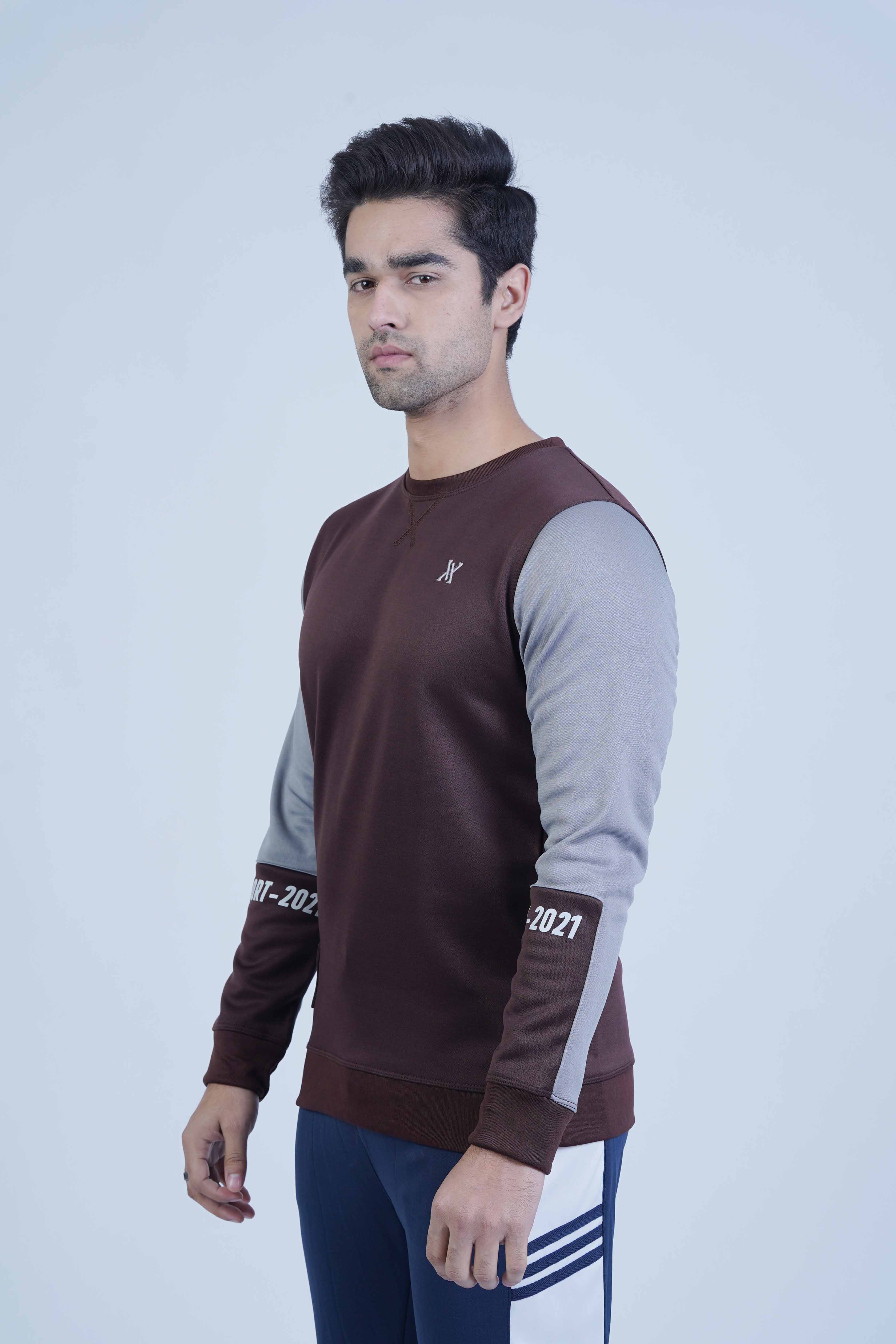 Premium Quality: Sporty Quilt Brown Sweatshirt by The Xea