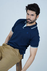 Tipped Men Polo Shirt - Reglan Blue