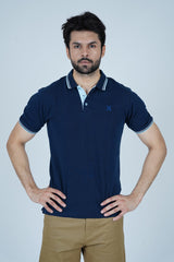 Tipped Men Polo Shirt - Reglan Blue