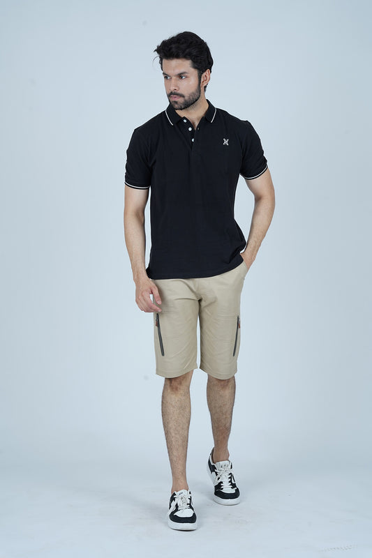 Tipped Men Polo Shirt - Black