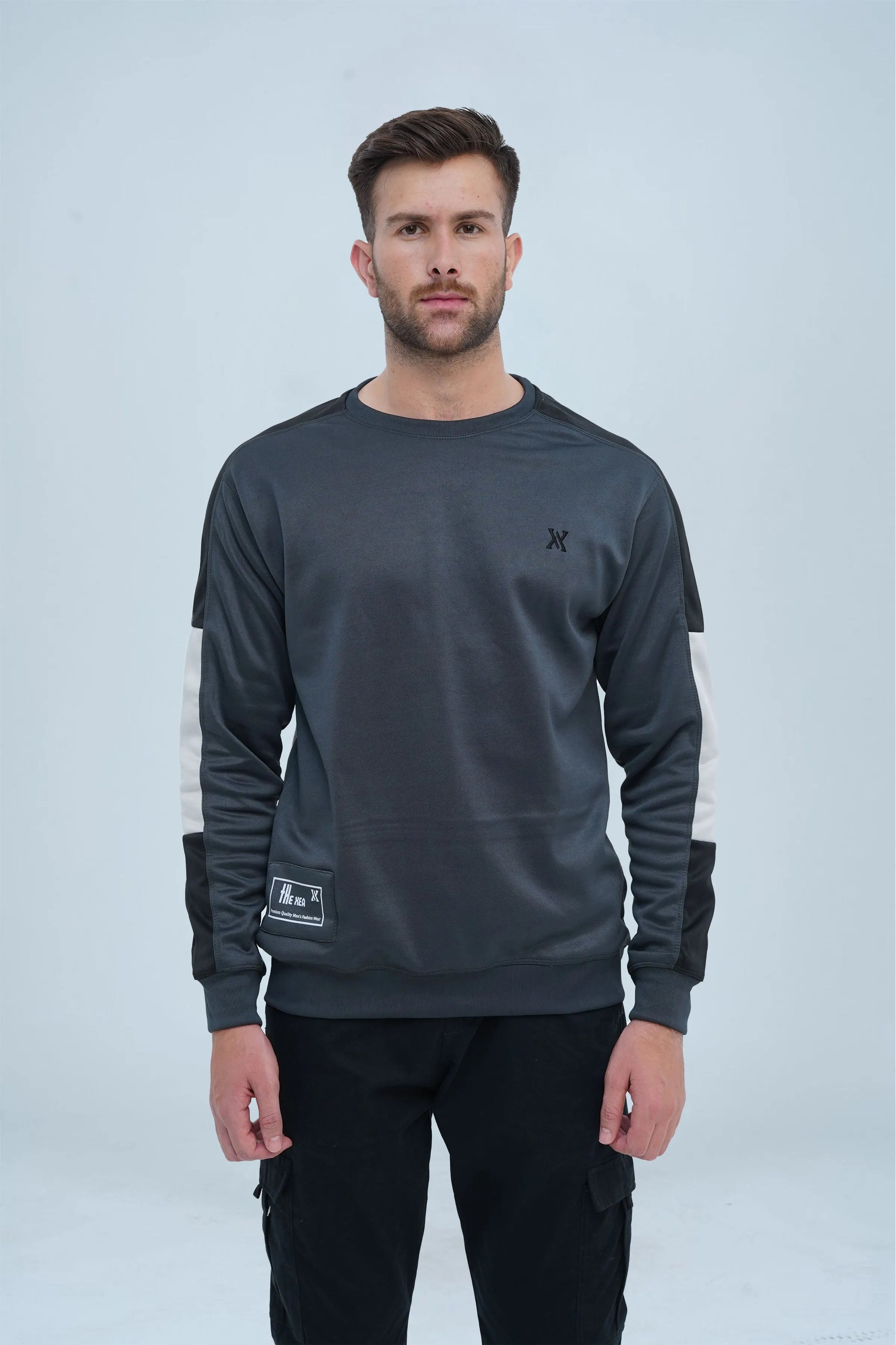 -  Striking Sleeves Grey Sweatshirt - Xea Clothing -  Striking Sleeves Grey Sweatshirt - Xea Clothing