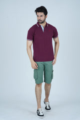 Tipped Men Polo Shirt - Maroon - Xea Clothing