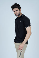 -  Tipped Men Polo Shirt - Black - Xea Clothing