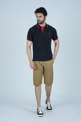 Tipped Men Polo Shirt - Jet Black