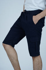 Men's Shorts Navy Blue | Cargo Shorts | XEA Stay stylish in Xea Navy Blue Cargo Shorts with 6 pockets and adjustable waistband - perfect for any activity. -  Easygoing Cargo Shorts - Navy Blue - Xea Clothing