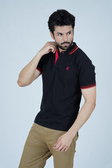 -  Tipped Men Polo Shirt - Jet Black - Xea Clothing