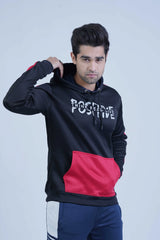 Premium Positive Black Red Men Hoodie by The Xea Men's Fashion -  Color Block Pullover Hoodie - Xea Clothing -  Color Block Pullover Hoodie - Xea Clothing