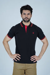 Tipped Men Polo Shirt - Jet Black