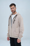 Xea Beige zip up hoodie for men will keep you cozy and looking great. Whether you choose to zip it up or leave it open, you'll always be on-trend and fashionable.