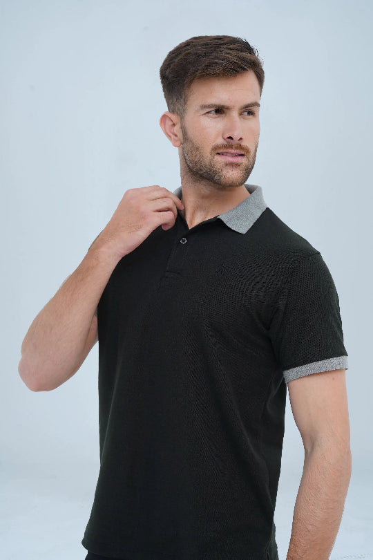  -  Men's Casual Polo Shirt - Black - Xea Clothing