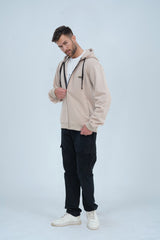 Xea Beige zip up hoodie for men will keep you cozy and looking great. Whether you choose to zip it up or leave it open, you'll always be on-trend and fashionable. -  Beige Zip Up Hoodie - Xea Clothing
