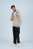 Xea Beige zip up hoodie for men will keep you cozy and looking great. Whether you choose to zip it up or leave it open, you'll always be on-trend and fashionable.