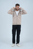 Xea Beige zip up hoodie for men will keep you cozy and looking great. Whether you choose to zip it up or leave it open, you'll always be on-trend and fashionable.