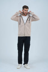 Xea Beige zip up hoodie for men will keep you cozy and looking great. Whether you choose to zip it up or leave it open, you'll always be on-trend and fashionable.