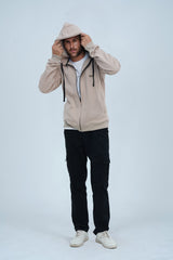 Xea Beige zip up hoodie for men will keep you cozy and looking great. Whether you choose to zip it up or leave it open, you'll always be on-trend and fashionable.