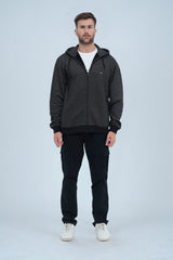 Unleash your fashion-forward side with Xea charcoal hoodie for men! This versatile zip-up keeps you warm and stylish, allowing you to zip it up for a bold look or wear it open to show off your unique style. -  Charcoal Zip Up Hoodie - Xea Clothing