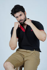 Tipped Men Polo Shirt - Jet Black