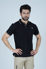 -  Tipped Men Polo Shirt - Black - Xea Clothing