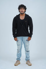 Stay warm and stylish in Xea black zip up hoodie for men. Show off your fashion sense by zipping it up or leaving it open.