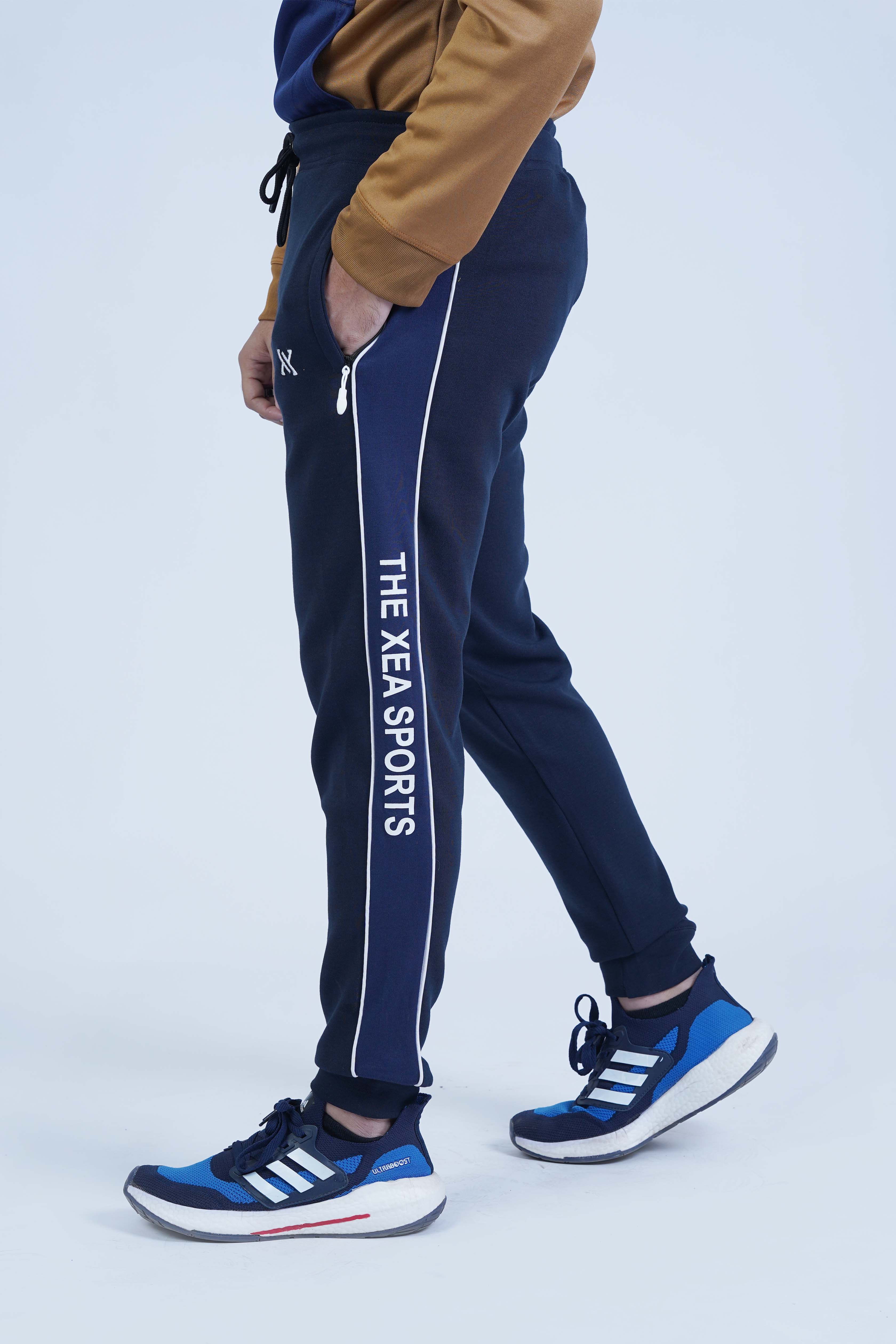 Sporty Vibes: The Xea Solid Blue Men Sports Trouser