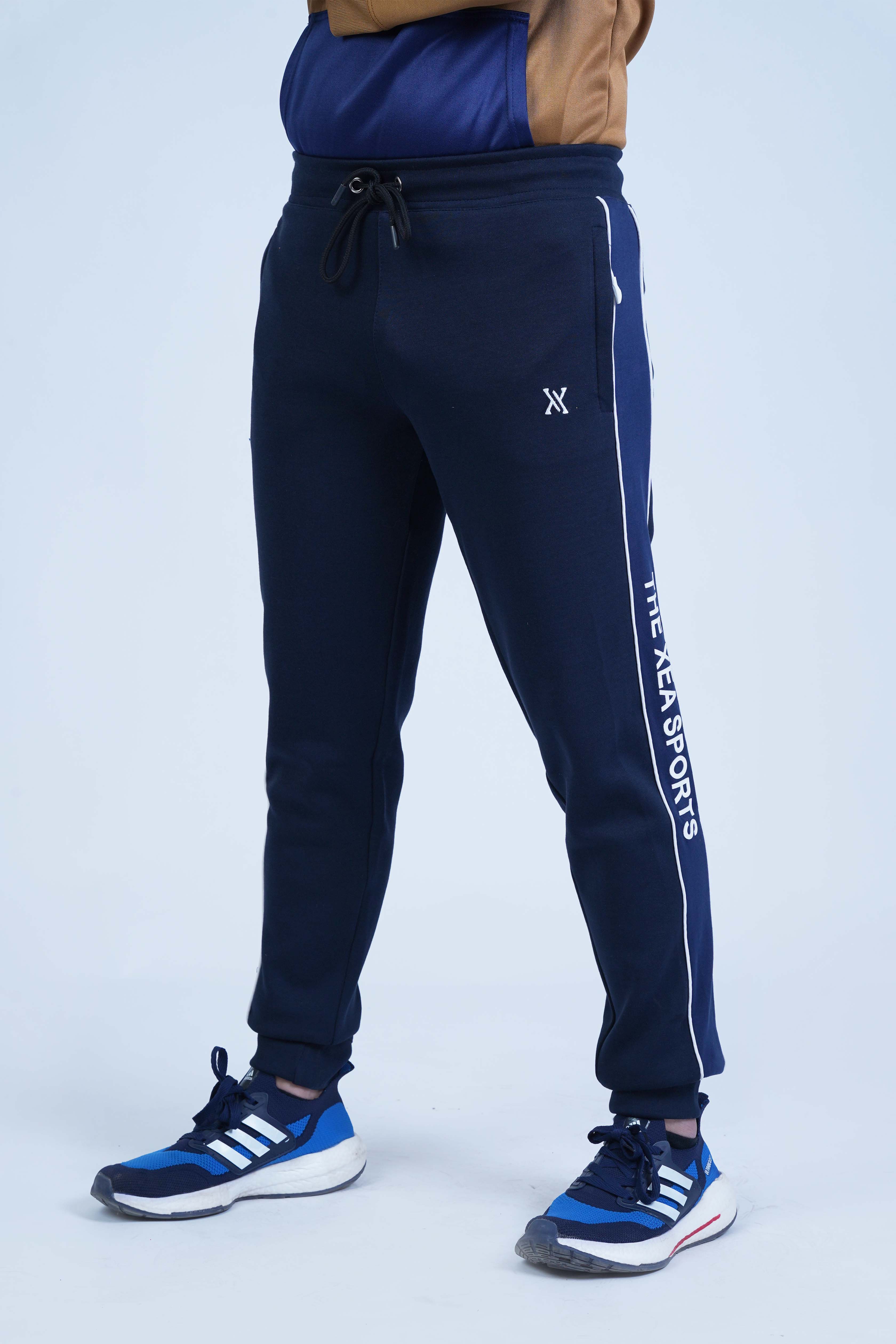 "The Xea Men's Clothing: Solid Blue Sports Trouser