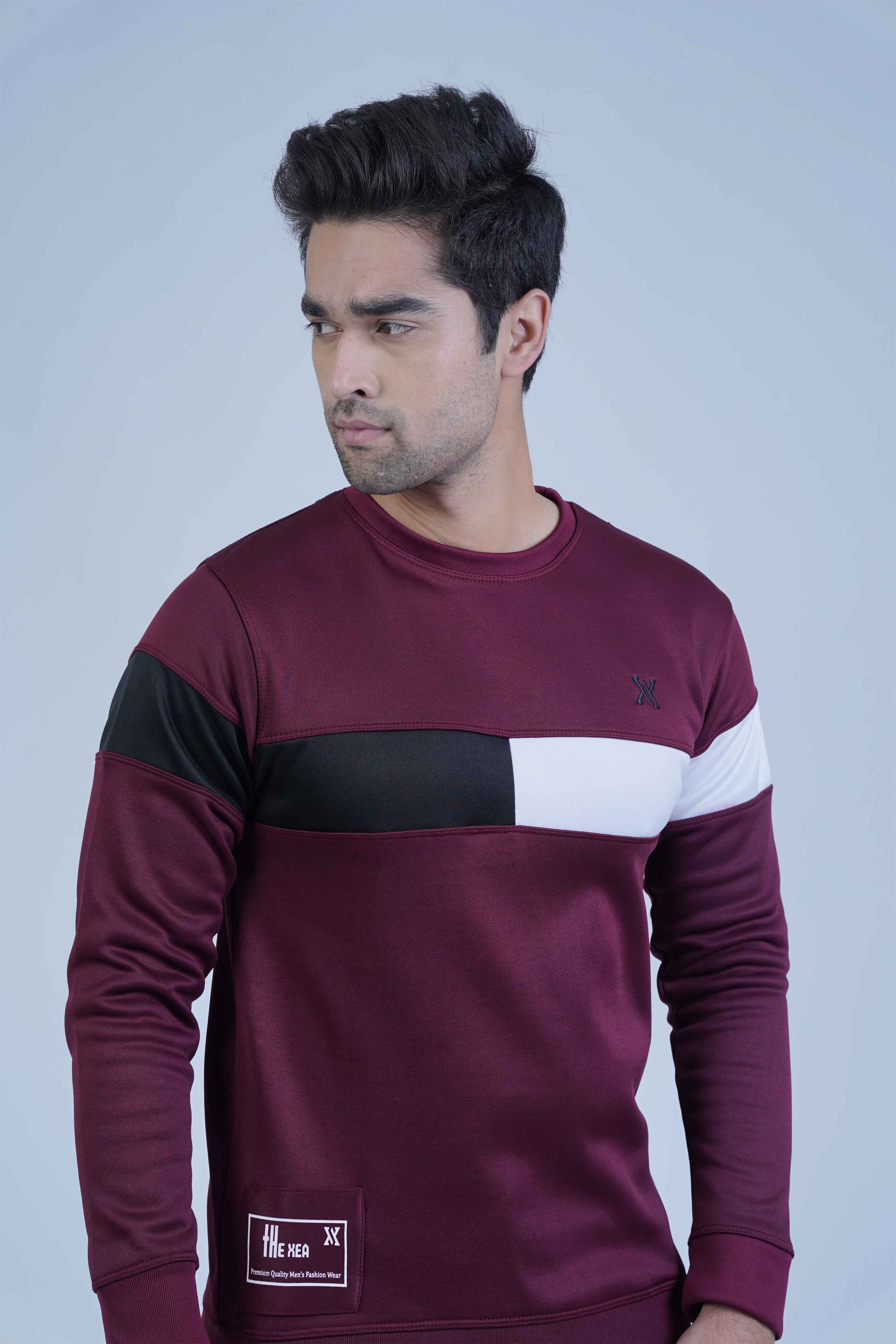 Premium Quality: Urban Stripe Maroon Sweatshirt by The Xea