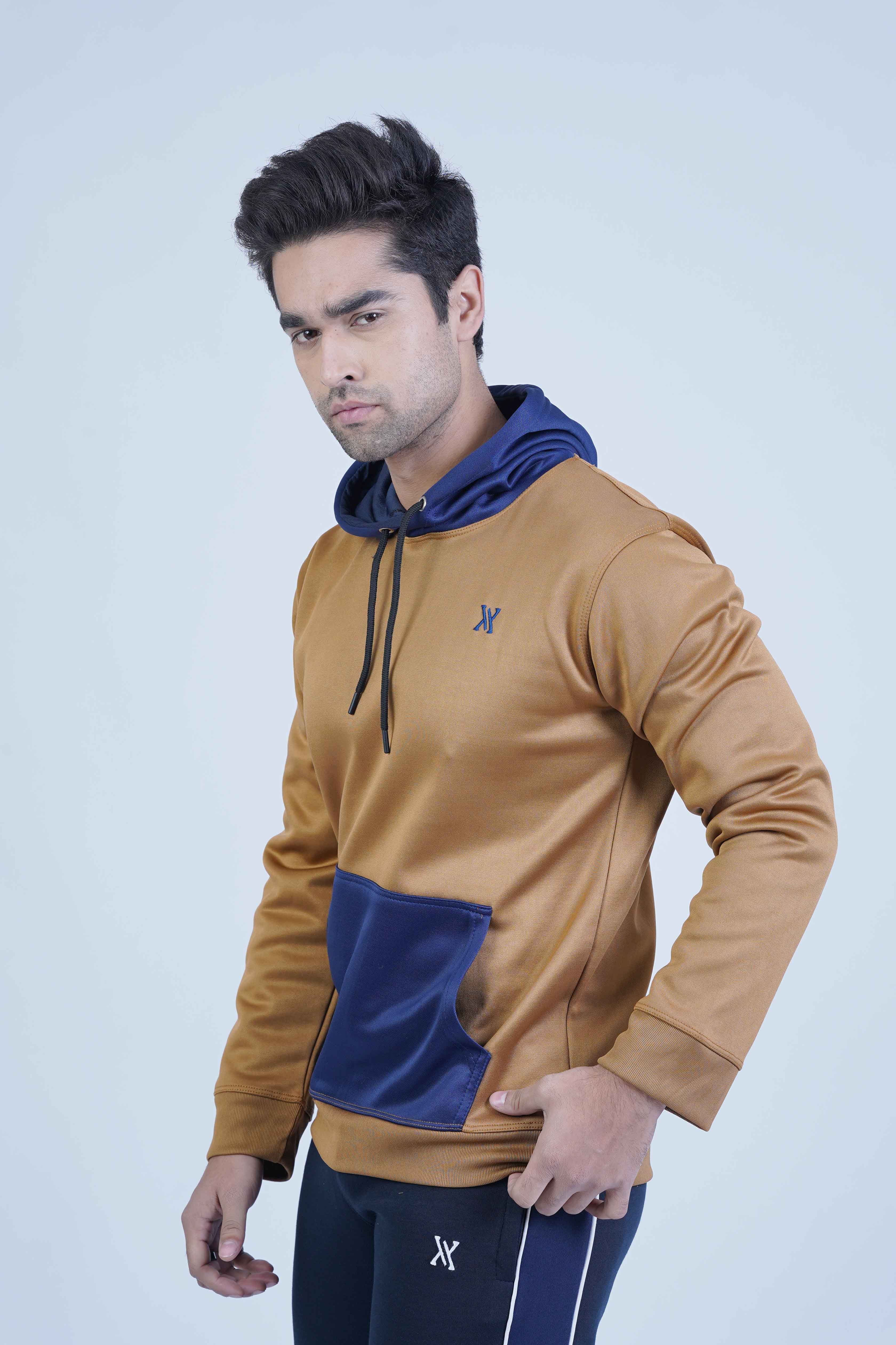 The Xea Men's Clothing - Relaxed Light Brown Hoodie 