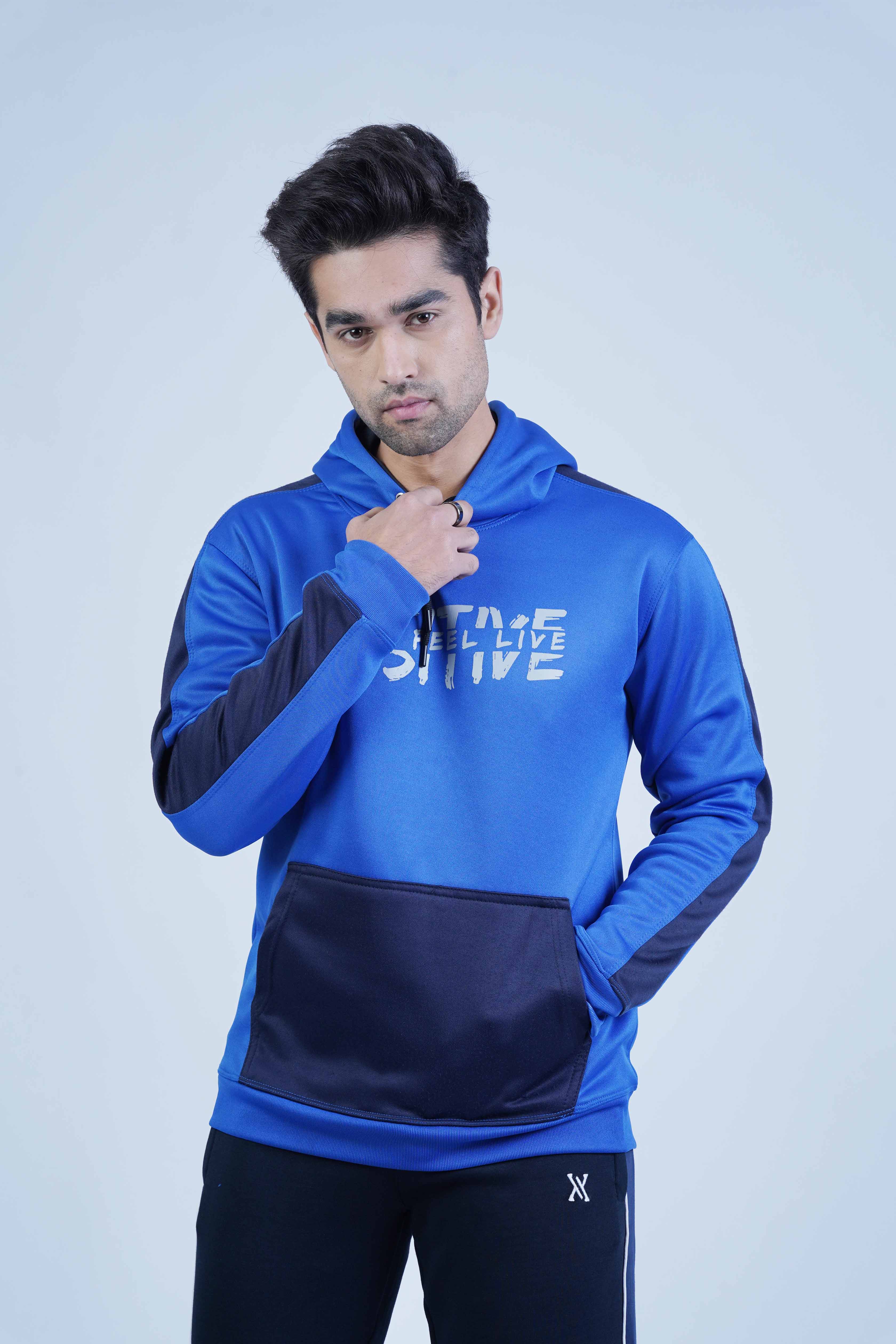 Versatile and Comfortable Positive Hoodie in Royal Blue and Navy